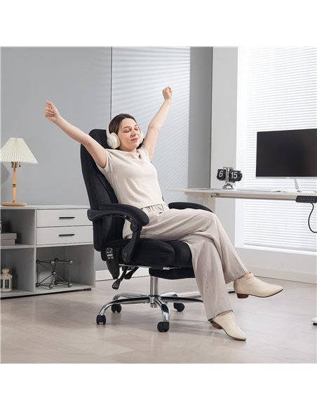 Vinsetto Massage Office Chair, Heated Reclining Computer Chair with Adjustable Height and Footrest, Black
