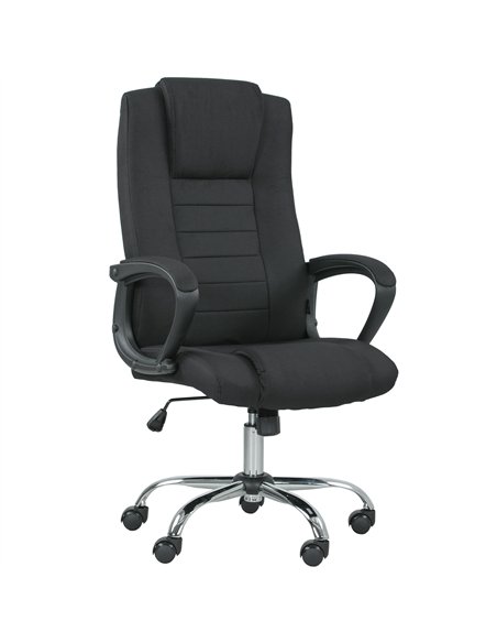Vinsetto Linen-Look Swivel Office Chair - Black