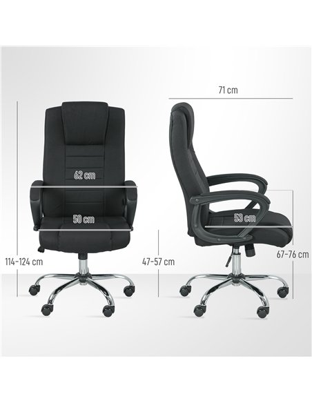 Vinsetto Linen-Look Swivel Office Chair - Black