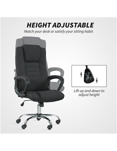 Vinsetto Linen-Look Swivel Office Chair - Black