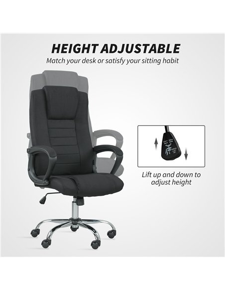 Vinsetto Linen-Look Swivel Office Chair - Black