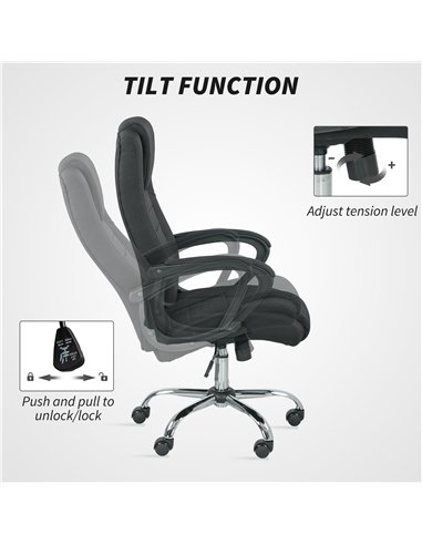 Vinsetto Linen-Look Swivel Office Chair - Black