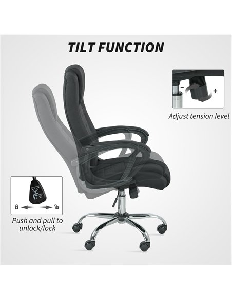 Vinsetto Linen-Look Swivel Office Chair - Black