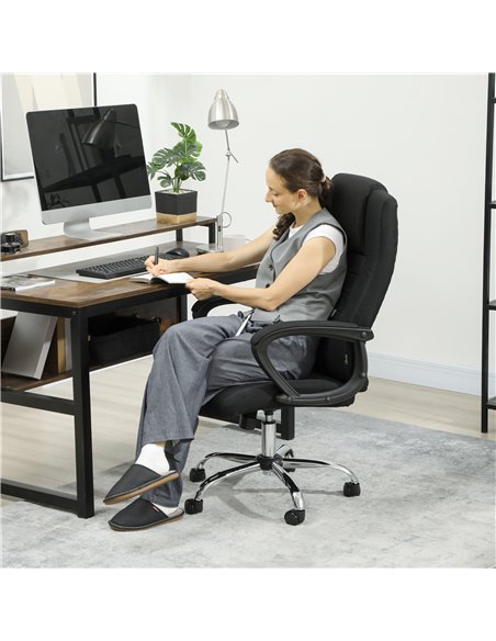 Vinsetto Linen-Look Swivel Office Chair - Black