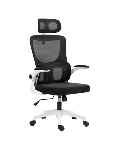 Vinsetto Ergonomic Office Chair, High Back Mesh Computer Desk Chair with Adjustable Headrest and Lumbar Support, Rotatable Armre