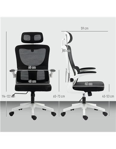 Vinsetto Ergonomic Office Chair, High Back Mesh Computer Desk Chair with Adjustable Headrest and Lumbar Support, Rotatable Armre