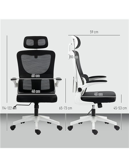 Vinsetto Ergonomic Office Chair, High Back Mesh Computer Desk Chair with Adjustable Headrest and Lumbar Support, Rotatable Armre