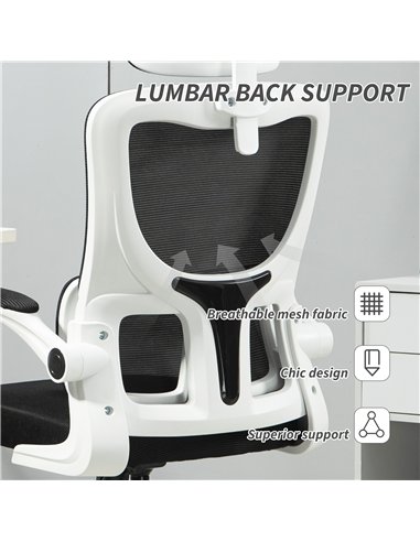 Vinsetto Ergonomic Office Chair, High Back Mesh Computer Desk Chair with Adjustable Headrest and Lumbar Support, Rotatable Armre