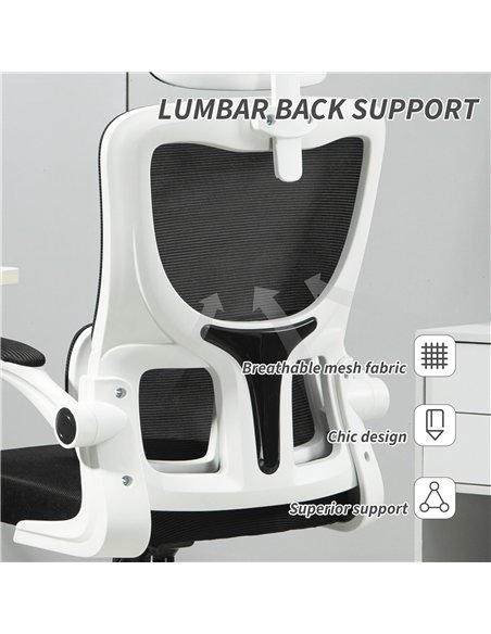 Vinsetto Ergonomic Office Chair, High Back Mesh Computer Desk Chair with Adjustable Headrest and Lumbar Support, Rotatable Armre