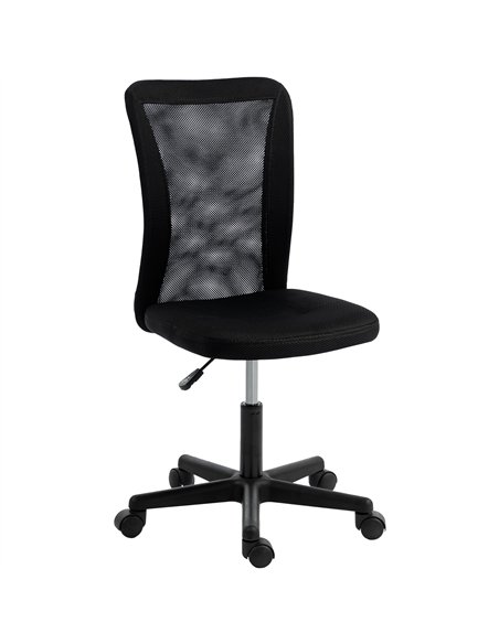 Vinsetto Computer Desk Chair, Armless Mesh Office Chair with Adjustable Height and Rolling Wheels, Black