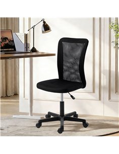 Vinsetto Computer Desk Chair, Armless Mesh Office Chair with Adjustable Height and Rolling Wheels, Black 2