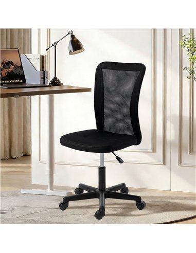 Vinsetto Computer Desk Chair, Armless Mesh Office Chair with Adjustable Height and Rolling Wheels, Black