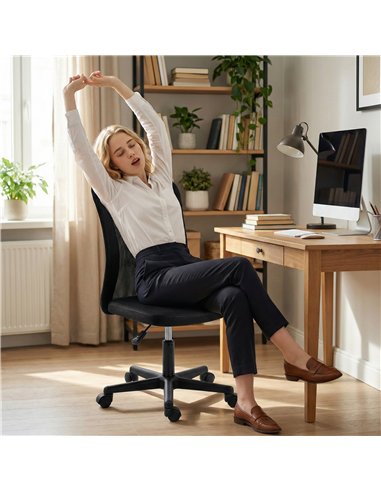 Vinsetto Computer Desk Chair, Armless Mesh Office Chair with Adjustable Height and Rolling Wheels, Black