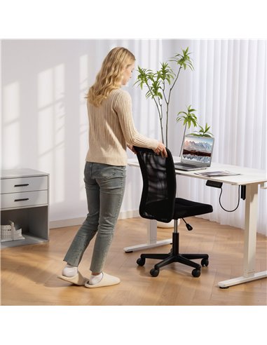 Vinsetto Computer Desk Chair, Armless Mesh Office Chair with Adjustable Height and Rolling Wheels, Black