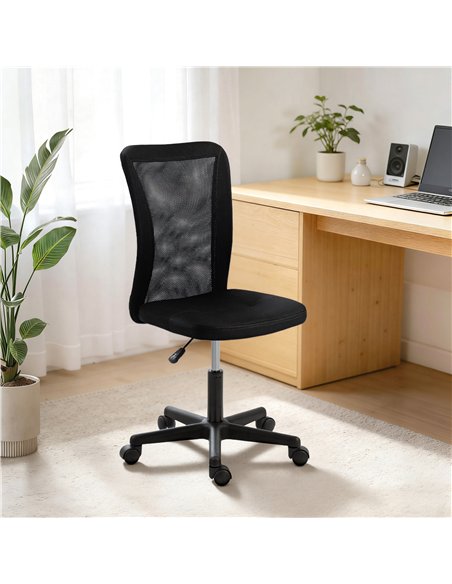 Vinsetto Computer Desk Chair, Armless Mesh Office Chair with Adjustable Height and Rolling Wheels, Black