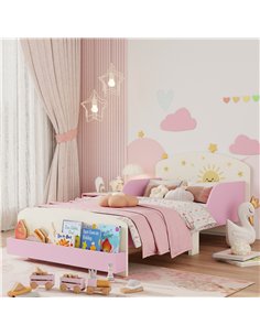 AIYAPLAY Toddler Bed with Storage, Guardrails, Sun Design, for Ages 3-8 Years, Fits 140 x 70cm Mattress, 2