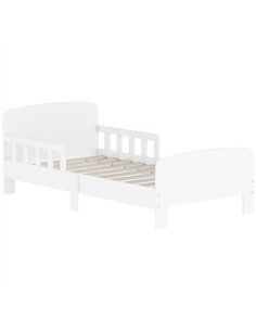 AIYAPLAY Toddler Bed, Kids Bed Frame with Safety Side Rails, Kids Bedroom Furniture for Ages 3-8 Years, White