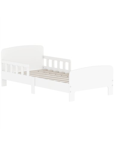 AIYAPLAY Toddler Bed, Kids Bed Frame with Safety Side Rails, Kids Bedroom Furniture for Ages 3-8 Years, White