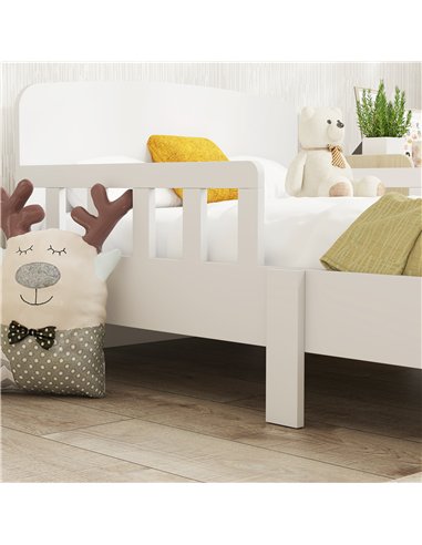 AIYAPLAY Toddler Bed, Kids Bed Frame with Safety Side Rails, Kids Bedroom Furniture for Ages 3-8 Years, White