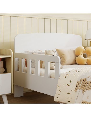 AIYAPLAY Toddler Bed, Kids Bed Frame with Safety Side Rails, Kids Bedroom Furniture for Ages 3-8 Years, White