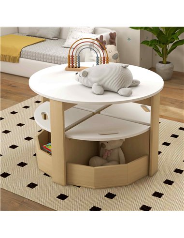 AIYAPLAY Five-Piece Kids Table and Chairs Set with Storage, for Ages 3-8 Years, White