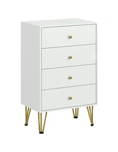 HOMCOM Tall Chest of Drawers, 4-Drawer Dresser for Bedroom, Modern Storage Cabinets with Hairpin Legs, White