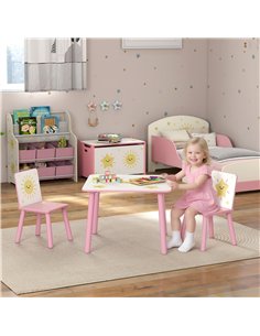 AIYAPLAY 3-Piece Toddler Table and Chair Set, Kids Table with 2 Chairs Set for Bedroom, Nursery, Playroom, Pink 2