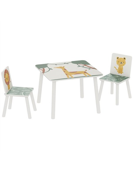 AIYAPLAY 3-Piece Toddler Table and Chair Set, Kids Table with 2 Chairs Set for Bedroom, Nursery, Playroom, Green
