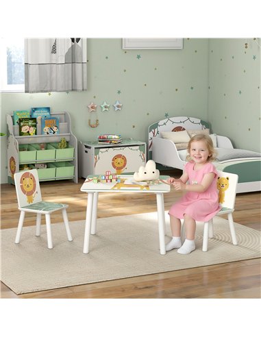 AIYAPLAY 3-Piece Toddler Table and Chair Set, Kids Table with 2 Chairs Set for Bedroom, Nursery, Playroom, Green