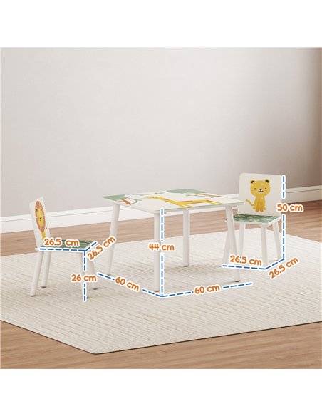 AIYAPLAY 3-Piece Toddler Table and Chair Set, Kids Table with 2 Chairs Set for Bedroom, Nursery, Playroom, Green