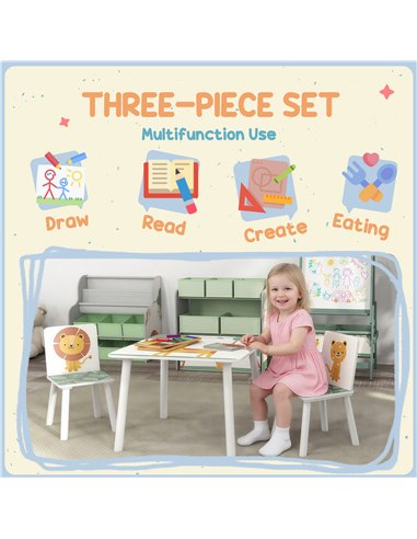 AIYAPLAY 3-Piece Toddler Table and Chair Set, Kids Table with 2 Chairs Set for Bedroom, Nursery, Playroom, Green