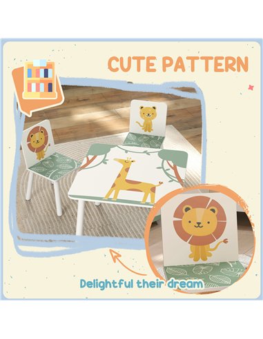 AIYAPLAY 3-Piece Toddler Table and Chair Set, Kids Table with 2 Chairs Set for Bedroom, Nursery, Playroom, Green