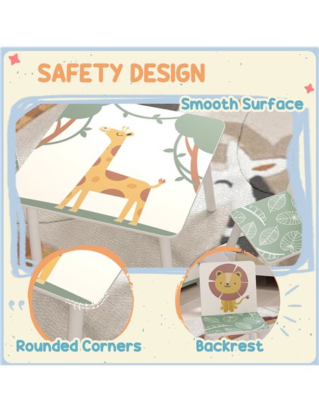 AIYAPLAY 3-Piece Toddler Table and Chair Set, Kids Table with 2 Chairs Set for Bedroom, Nursery, Playroom, Green