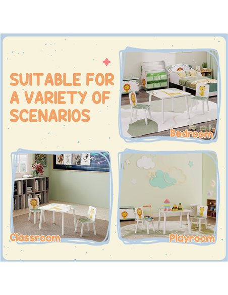 AIYAPLAY 3-Piece Toddler Table and Chair Set, Kids Table with 2 Chairs Set for Bedroom, Nursery, Playroom, Green