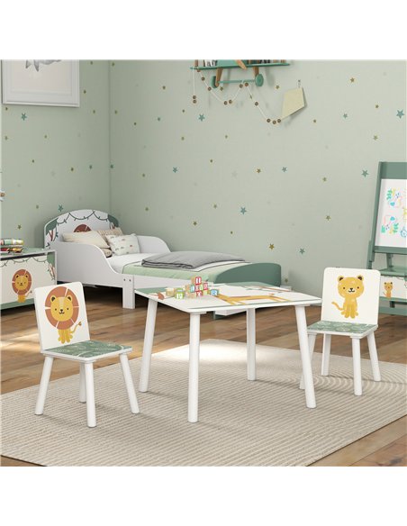 AIYAPLAY 3-Piece Toddler Table and Chair Set, Kids Table with 2 Chairs Set for Bedroom, Nursery, Playroom, Green