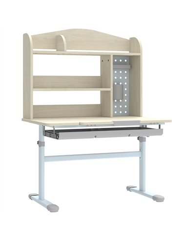 AIYAPLAY Kids Desk Height Adjustable with Tilt-Desktop, Hutch, Drawer, Storage Shelf, Pegboard, for 3-12 Years Old, Natural