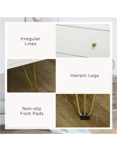 HOMCOM Tall Chest of Drawers, 4-Drawer Dresser for Bedroom, Modern Storage Cabinets with Hairpin Legs, White