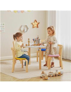 AIYAPLAY 5 Piece Kids Table and Chairs Set, Wooden Toddler Table and Chairs Set for Nursery, Playroom, Classroom, for 3-8 Years 2