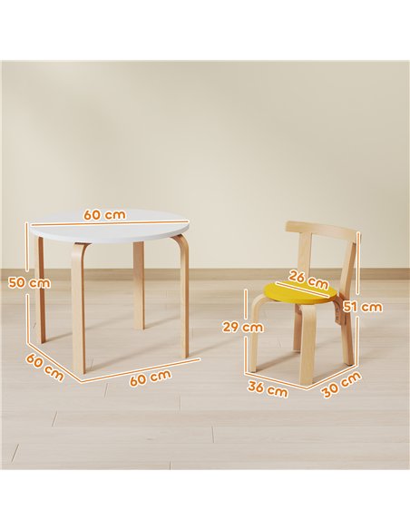 AIYAPLAY 5 Piece Kids Table and Chairs Set, Wooden Toddler Table and Chairs Set for Nursery, Playroom, Classroom, for 3-8 Years