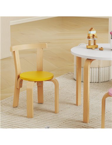 AIYAPLAY 5 Piece Kids Table and Chairs Set, Wooden Toddler Table and Chairs Set for Nursery, Playroom, Classroom, for 3-8 Years