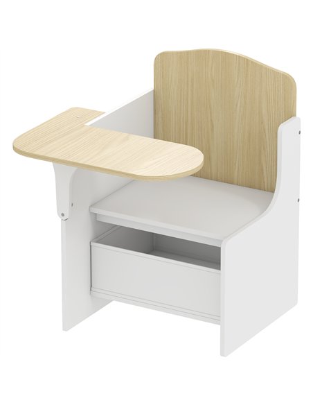 AIYAPLAY Kids Table and Chair Set, Children Desk and Chair with Storage Bins for Playing, Reading, Painting, for Ages 3-5, White