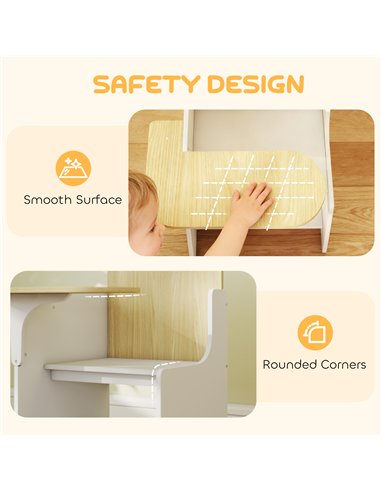 AIYAPLAY Kids Table and Chair Set, Children Desk and Chair with Storage Bins for Playing, Reading, Painting, for Ages 3-5, White