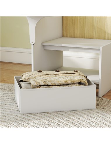 AIYAPLAY Kids Table and Chair Set, Children Desk and Chair with Storage Bins for Playing, Reading, Painting, for Ages 3-5, White