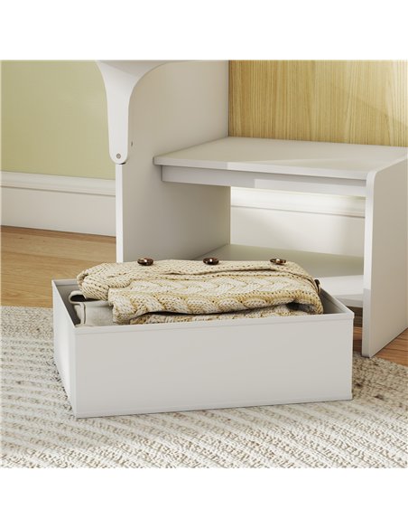 AIYAPLAY Kids Table and Chair Set, Children Desk and Chair with Storage Bins for Playing, Reading, Painting, for Ages 3-5, White