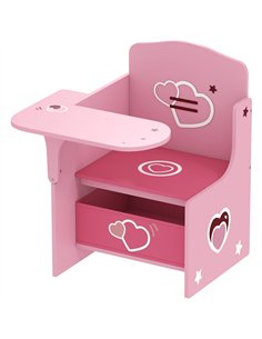 AIYAPLAY Kids Table and Chair Set, Children Desk and Chair with Storage Bins for Playing, Reading, Painting, for Ages 3-5, Pink