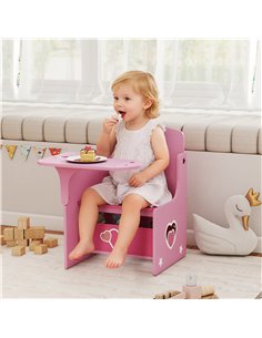 AIYAPLAY Kids Table and Chair Set, Children Desk and Chair with Storage Bins for Playing, Reading, Painting, for Ages 3-5, Pink 2