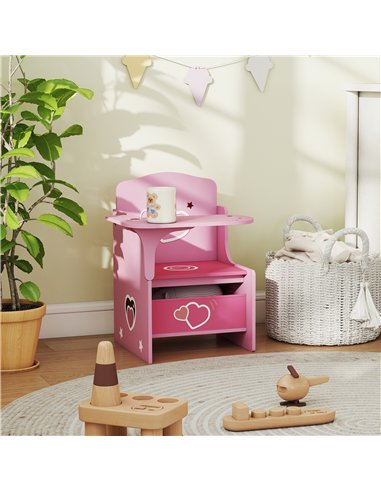 AIYAPLAY Kids Table and Chair Set, Children Desk and Chair with Storage Bins for Playing, Reading, Painting, for Ages 3-5, Pink