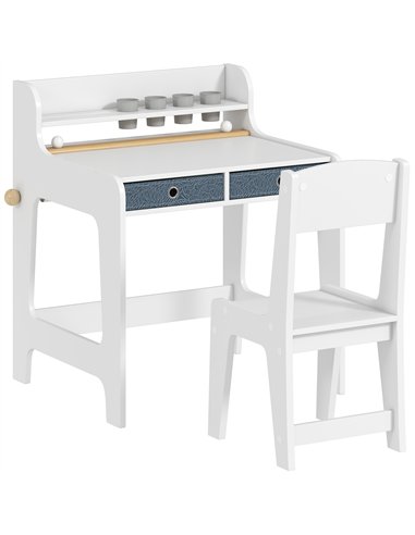 AIYAPLAY Art Table and Chair Set for children, Kids Art Desk and Chair Set with Storage Shelf and Drawers