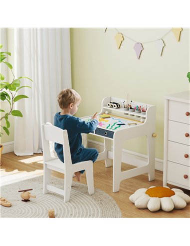 AIYAPLAY Art Table and Chair Set for children, Kids Art Desk and Chair Set with Storage Shelf and Drawers
