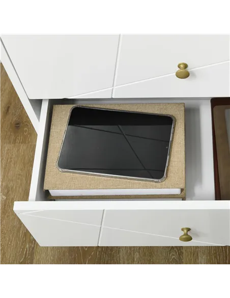 HOMCOM Tall Chest of Drawers, 4-Drawer Dresser for Bedroom, Modern Storage Cabinets with Hairpin Legs, White